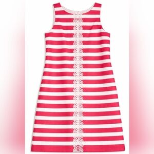 Jessica Howard Junior Girls Sz 10 Striped Sleeveless A-Line Zip Dress Lace Trim